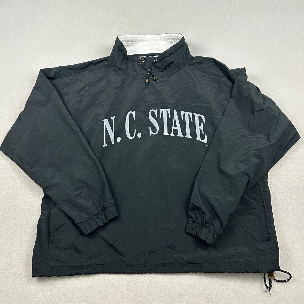 Vintage NC State Wolfpack Jacket Men XL Black Gear For Sports Windbreaker NCAA